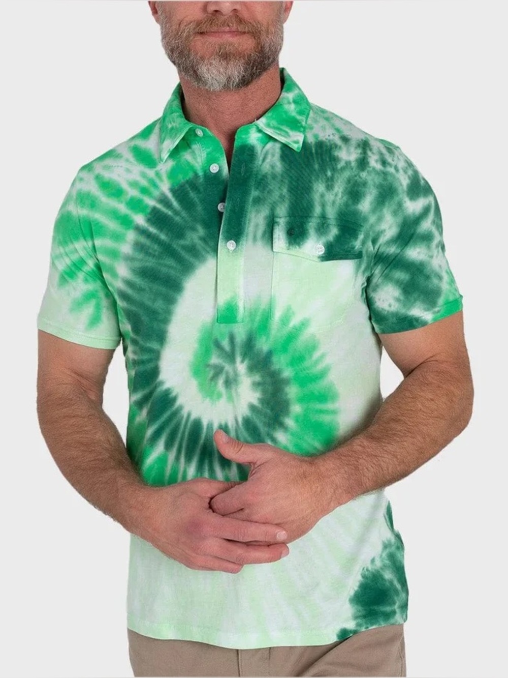 Criquet Green Tie-Dye Short-Sleeve Button-Down Shirt, size small